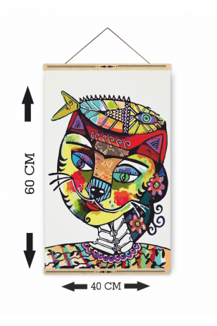 picasso tarz kedi kız ahşap askılı kanvas poster