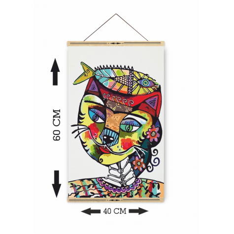 picasso tarz kedi kız ahşap askılı kanvas poster