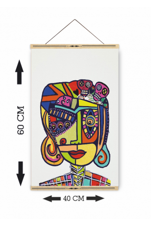 picasso tarz renkli kadın ahşap askılı kanvas poster