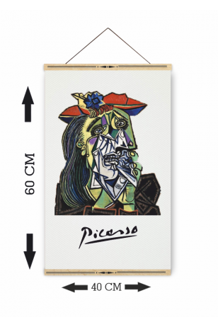 picasso travmatik kadın ahşap askılı kanvas poster