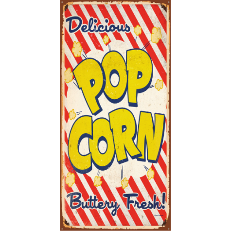 pop corn patlamış mısır (10 CM X 20 CM) mini retro ahşap poster