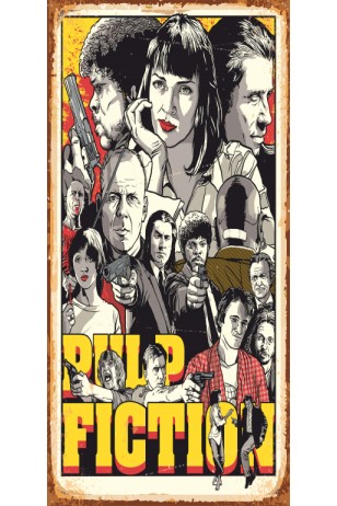 Pulp Fiction (10 CM X 20 CM) Mini retro ahşap poster