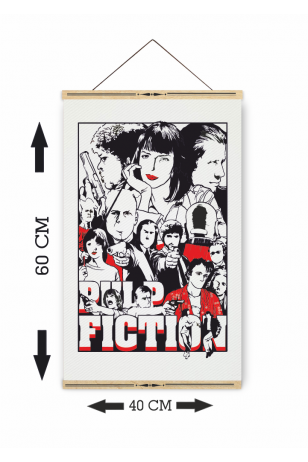 pulp fiction sinema ahşap askılı kanvas poster