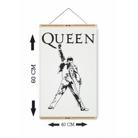 queen freddie mercury ahşap askılı kanvas poster