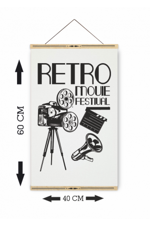 retro film festivali ahşap askılı kanvas poster