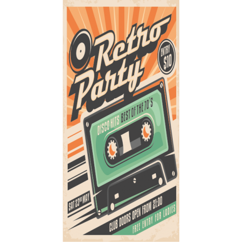 retro parti kaset (10 CM X 20 CM) mini retro ahşap poster