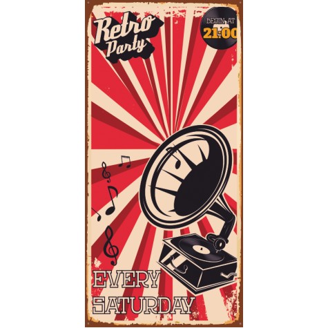 Retro Party (10 CM X 20 CM) mini retro ahşap poster