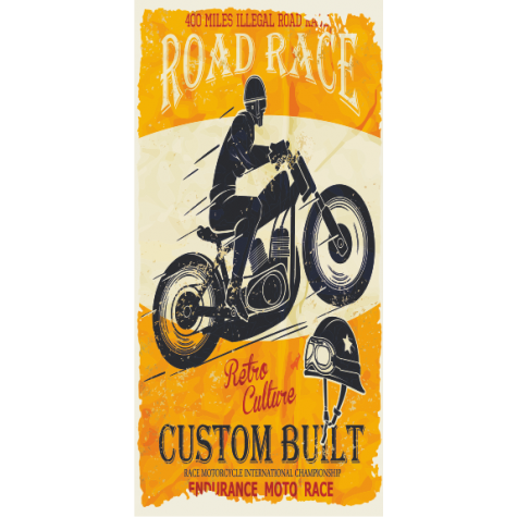 road race motor (10 CM X 20 CM) mini retro ahşap poster
