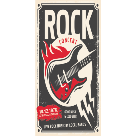 rock konser gitar (10 CM X 20 CM) mini retro ahşap poster