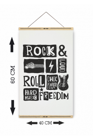 rock özgürlük ahşap askılı kanvas poster