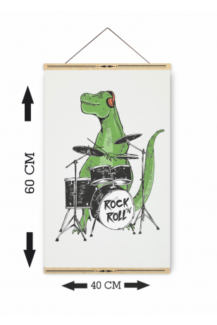 rock roll baterist timsah ahşap askılı kanvas poster