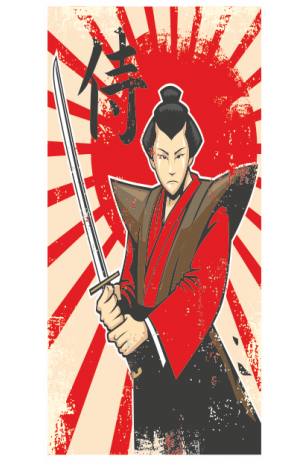 samuray (10 CM X 20 CM) mini retro ahşap poster