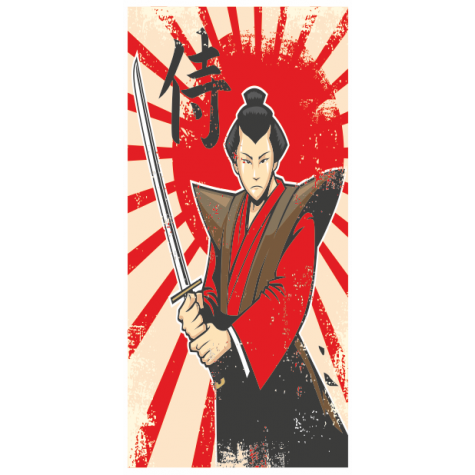 samuray (10 CM X 20 CM) mini retro ahşap poster
