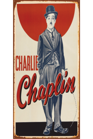 şarlo charlie chaplin 10 cm x 20 cm mini retro ahşap poster
