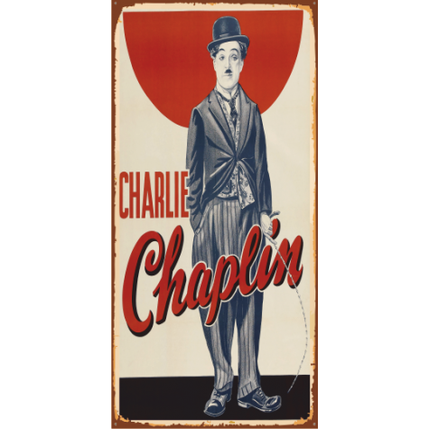 şarlo charlie chaplin 10 cm x 20 cm mini retro ahşap poster