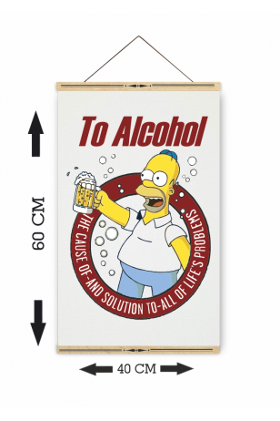 simpson alkol ahşap askılı kanvas poster