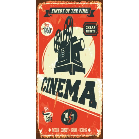 sinema (10 CM X 20 CM) mini retro ahşap poster