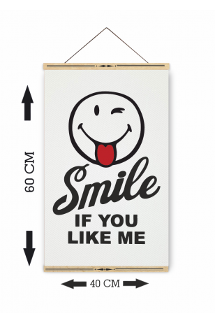smile gülümse emoji ahşap askılı kanvas poster