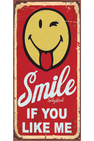 smile gülümse  (10 CM X 20 CM) mini retro ahşap poster