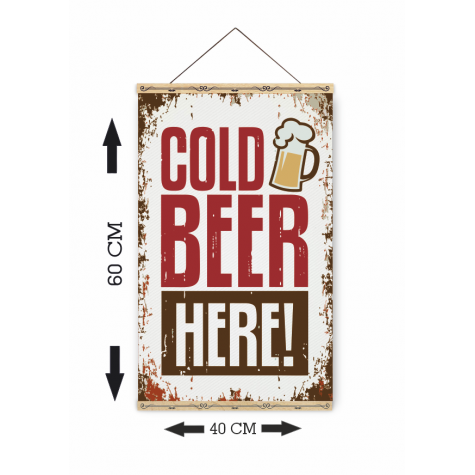 soğuk bira burada ahşap askılı kanvas poster