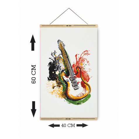 suluboya gitar ahşap askılı kanvas poster