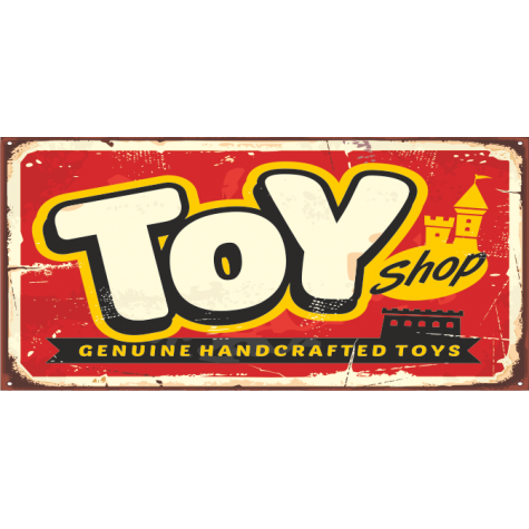 toy shop oyuncakçı (10 CM X 20 CM) mini retro ahşap poster