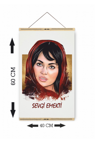 Türkan Şoray sevgi emekti ahşap askılı kanvas poster